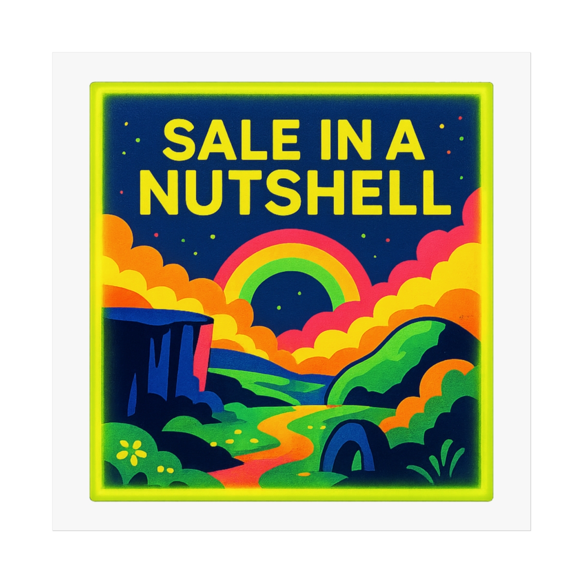Sale in a Nutshell Neon Poster | Kurzgesagt Style Wall Art - Kurzgesagt official posters merch